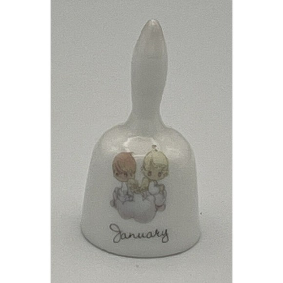 VINTAGE ENESCO'S PRECIOUS MOMENTS JANUARY BIRTHDAY ULTRA MINI ANGELS BELL 1” In. - Picture 1 of 6